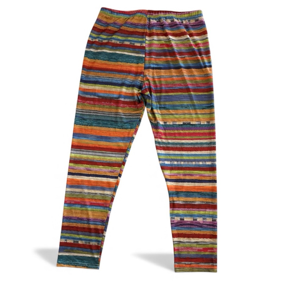 Colorful Striped Leggings XXL Stretch Soft Lightweight Knit Pants NWOT